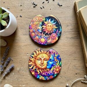 Colorful Sun and Moon Coasters
